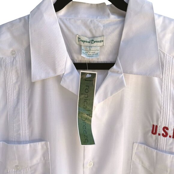 Tropical Breeze Acavero Mens White USBG Embroidered Guayabera Shirt New XL - Picture 5 of 10